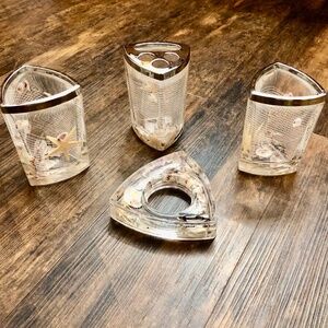 Clear Acrylic Floating Seashell 4 Piece Bathroom Set, glasses, dish, toothpaste